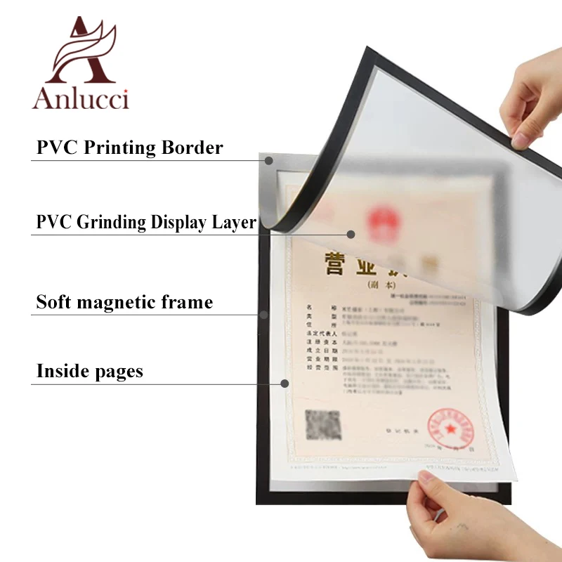 
Family Company Information Introduction License Wall mounted photo frame with magnet,magnetic sticker fridge 