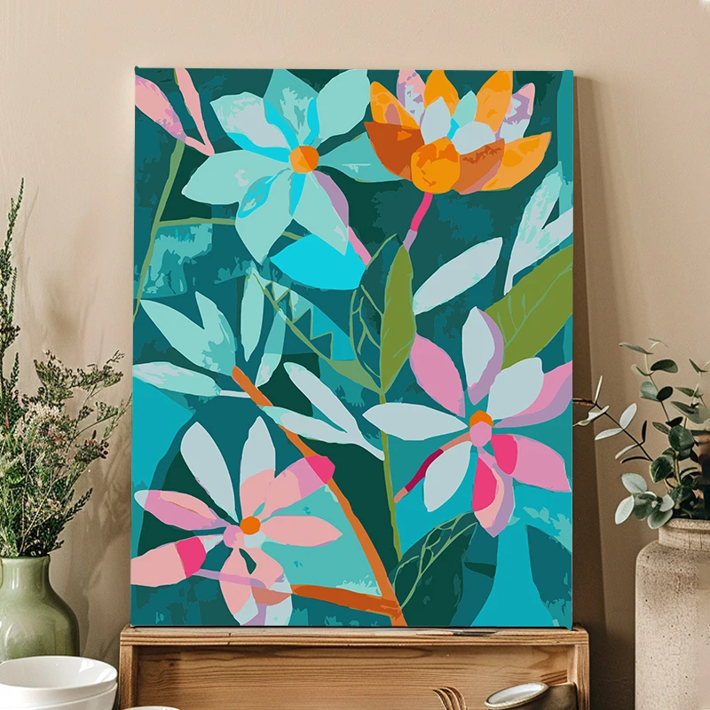 Factory direct sales Colorful modern minimalist flowers Painting By Numbers wholesale DIY oil painting art on canvas Gift