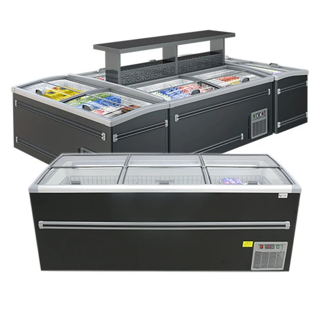 AIHAOSI Commercial Supermarket Storage Combined Deep Sliding Glass Door Island Display Freezer