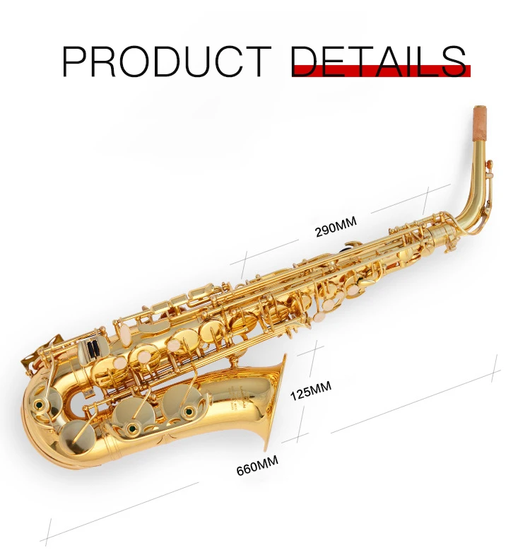 
Gold Lacquer Brass Alto Instrument Accessories Professional Eb China Sax Saxophone Alto 