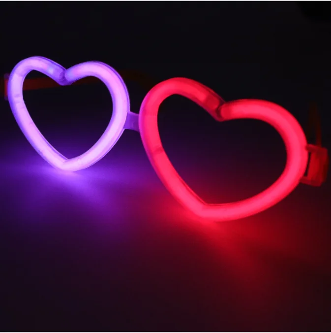 Wedding party favors event decoration glowing sticks heart eyeglasses glow in dark flashing light up heart glasses