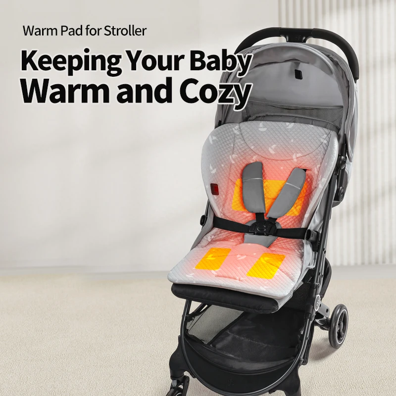 Universal Baby Stroller Heated Seat Cushion Winter Warm Portable Infant Stroller Seat Pad for Toddler Pushchair for Cold Weather