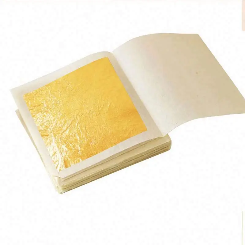 24k Leaf Sheets Food Grade For Cake Baking Wine Coffee Decor Facial Spa 8x8cm 25pcs/book Pure Gold Foil Booklet