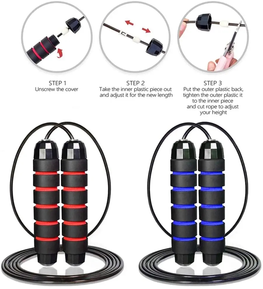 UPOWEX Custom Adjustable Jumping Ropes, Ball Bearings Tangle-Free Rapid Speed Cable Skipping Rope, Adjustable Speed Jump Rope