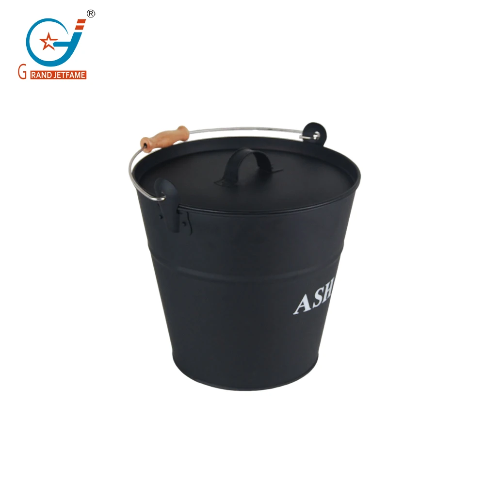 Coal Bucket & Lid black Metal Ash Tidy Bin Coal Carrier Fire Log Burner Kindling ash bucket with lid