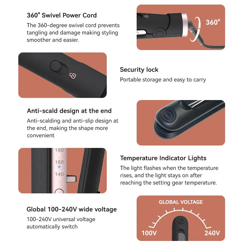 Portable Mini Professional Ceramic Steampod Hair Straightener & Curler 2 In 1 Flat Iron Hair Straightener