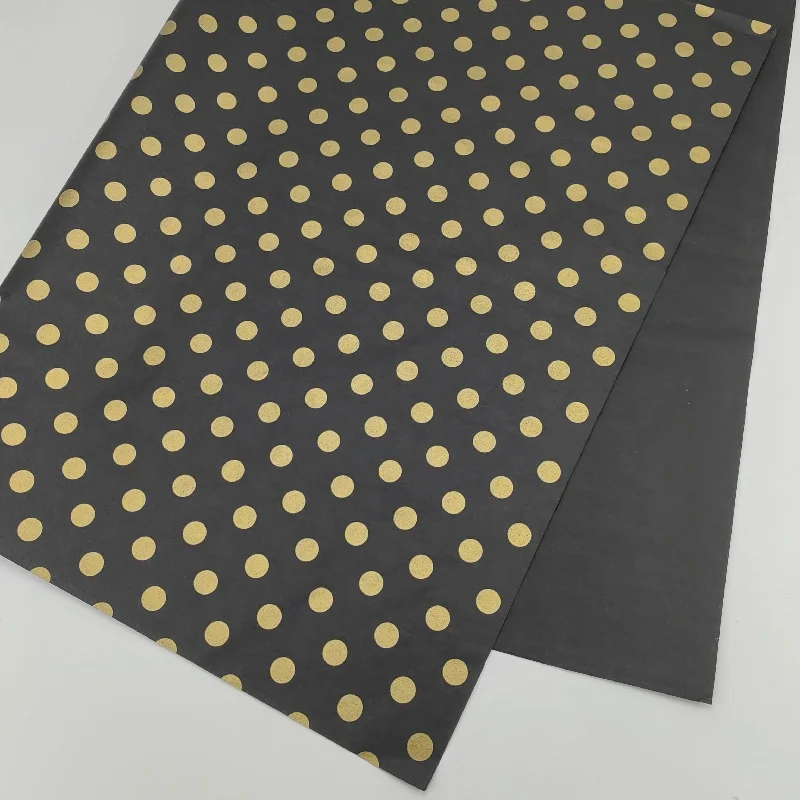 Custom Wrapping Tissue Paper Gold dot on black background Golden Love For Packaging