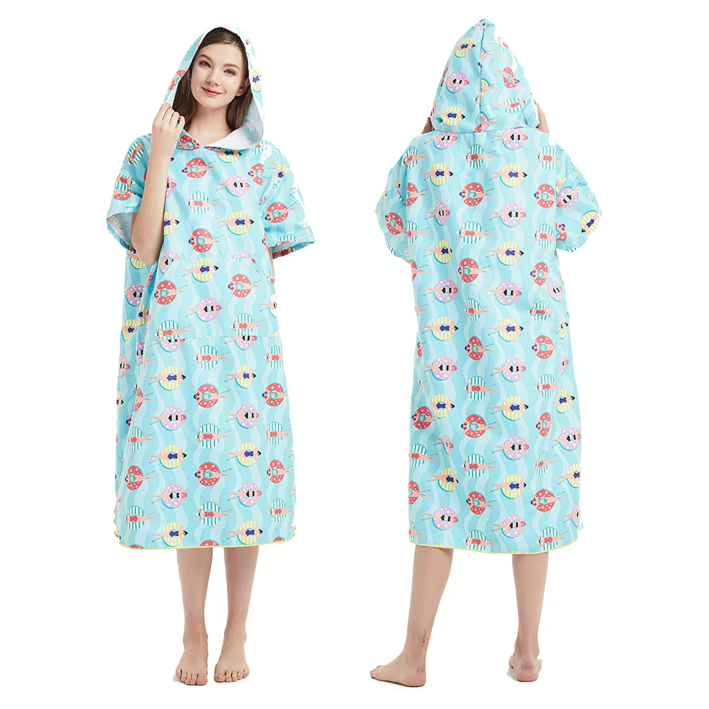 Оптовая продажа полотенце-пончо с капюшоном для взрослых и фитнеса мягкий Быстросохнущий женский банный Халат