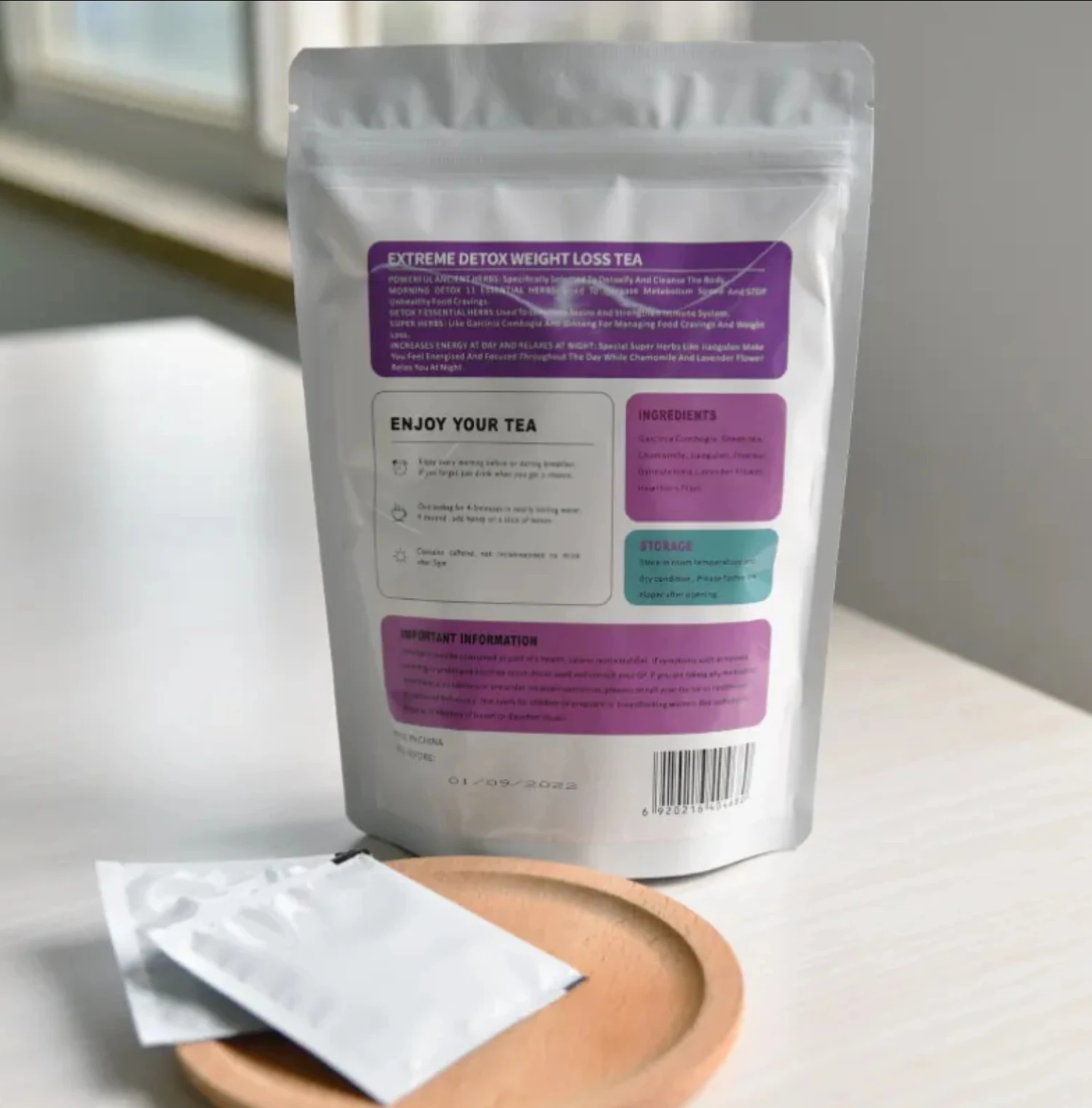 Organic 28-Day Slimming Herbal Tea ISO Certified Detox Flat Tummy Diet Tea with Vitamins Blended Packaged Teabag Bottle Adults