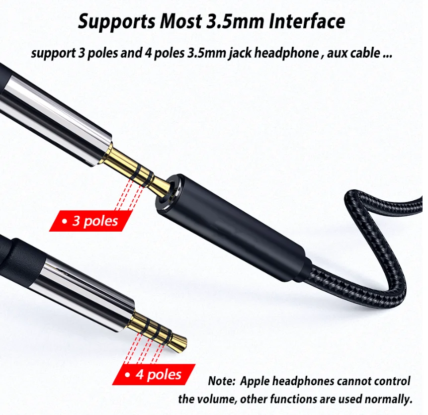 
Type C 3.5mm Aux Adapter USB C to 3.5mm Headphone Jack Aux Audio Cable for OnePlus 7 7T pro Note 10 Google Pixel 3 4 XL 