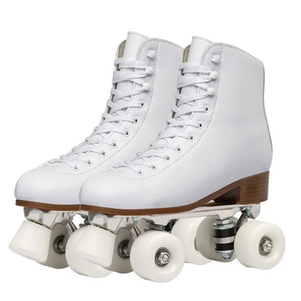 Fashion Plain Toe Stop Roller Skate Shoes OEM&ODM patines 4 ruedas Rental High Quality Microfiber Upper Quad Roller Skate
