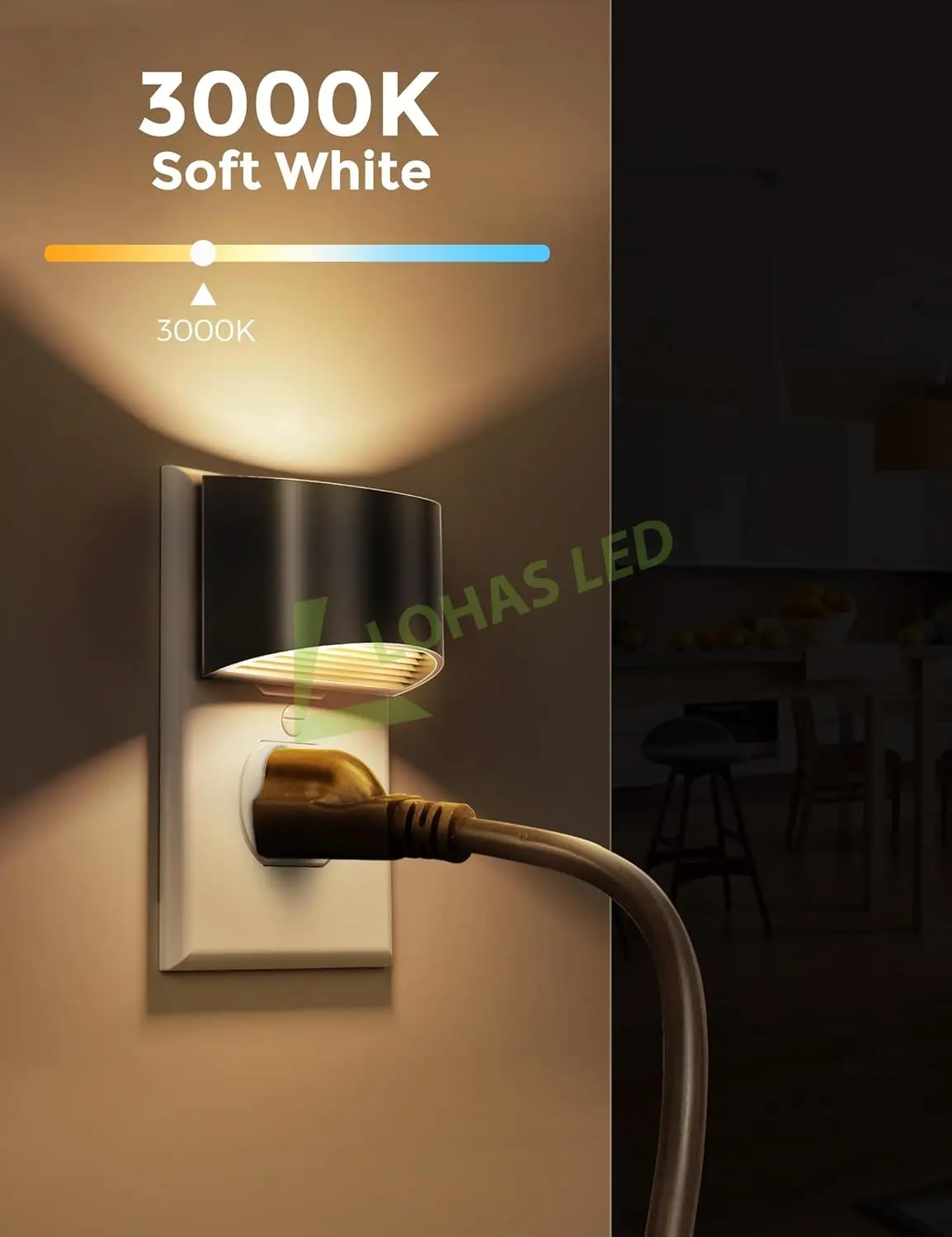 LOHAS Up and Down Lighting LED Mini Nightlight Wall Plug Kids Baby Night Lamp Light Sensor LED Light Night for Bedroom Kids Room