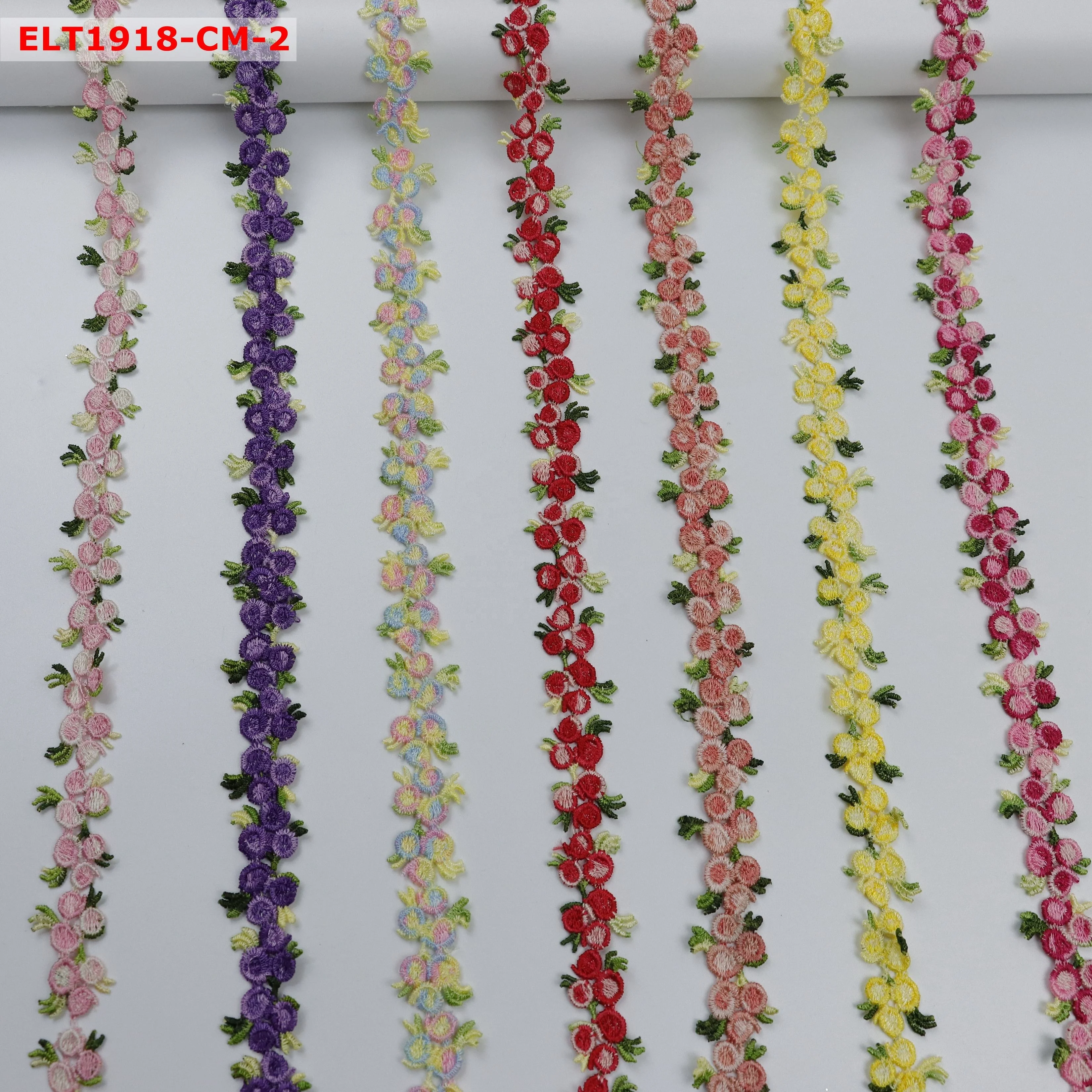 Cinta de encaje Mixed color embroidery flower 2 cm border lace trimming for wholesale crochet trim decorative braid gimp trims