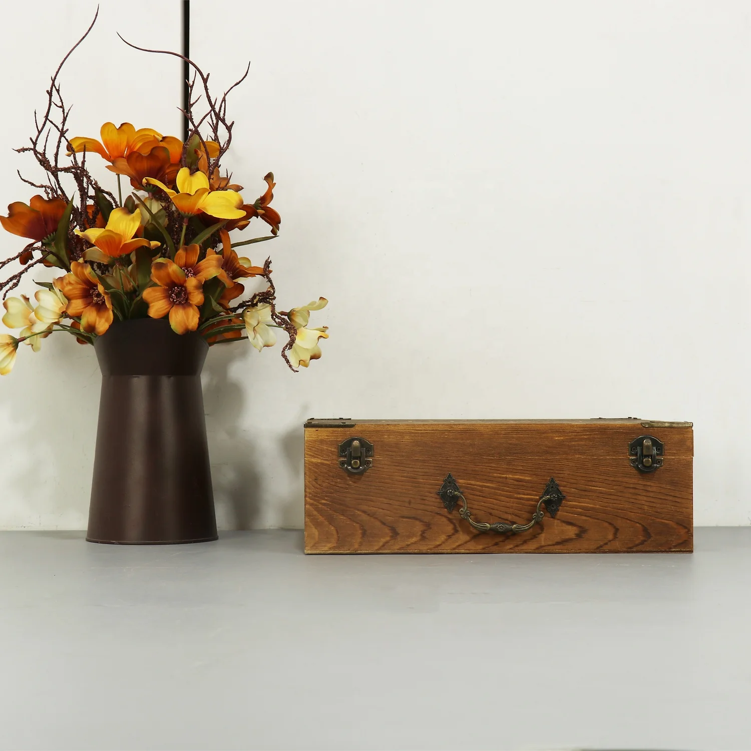 wooden portable storage box Factory personalised creative lockable wooden black storage box detachable