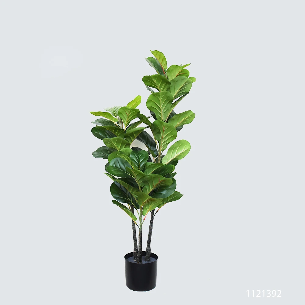 Simulated Flourish Leaves And Strong Stems Nordic Style Ficus Lyrata Faux Tree Large Plastic Artificial Plant Trees