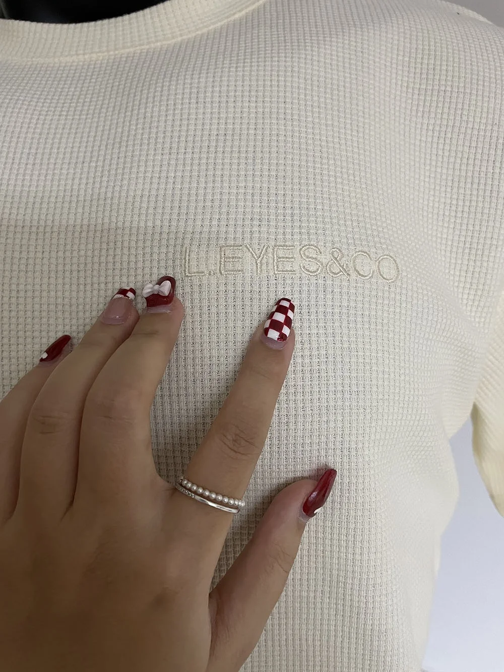 Long sleeve high quality cotton waffle knit t shirt custom waffle fabric heavyweight men shirt