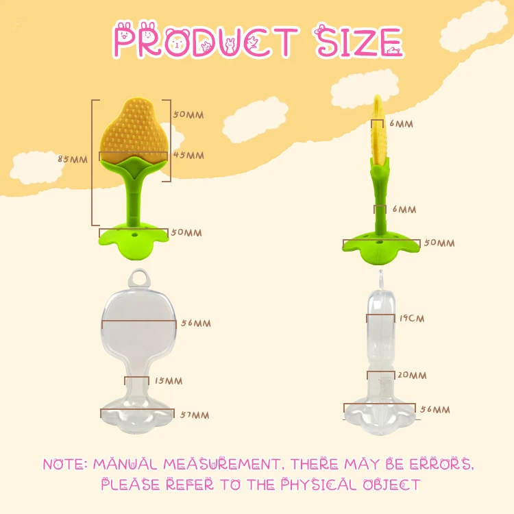 OBJ OEM/ODM baby food grade silicone teether baby teething stick Deer fruit style children banana teether wholesale