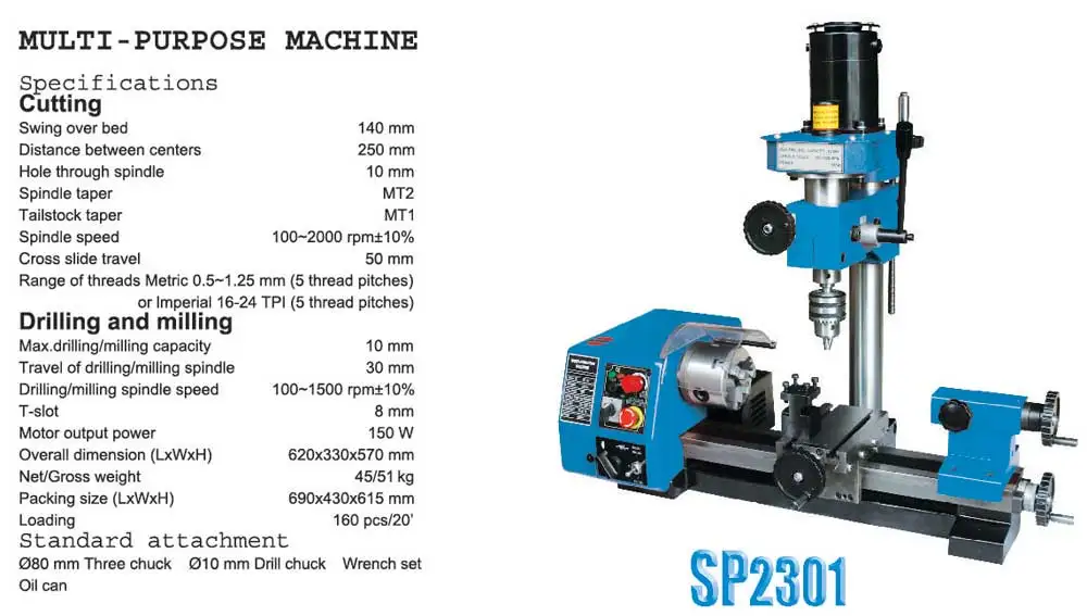 Export to Europe best quality bench milling machine SP2217 manual mills optimum with drill capacity 16mm 20mm 25mm 32mm
