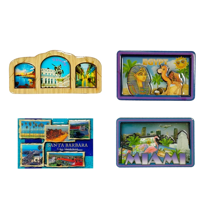Sublimation ceramic 3D Wooden Souvenir Custom made european souvenir cities fridge magnet