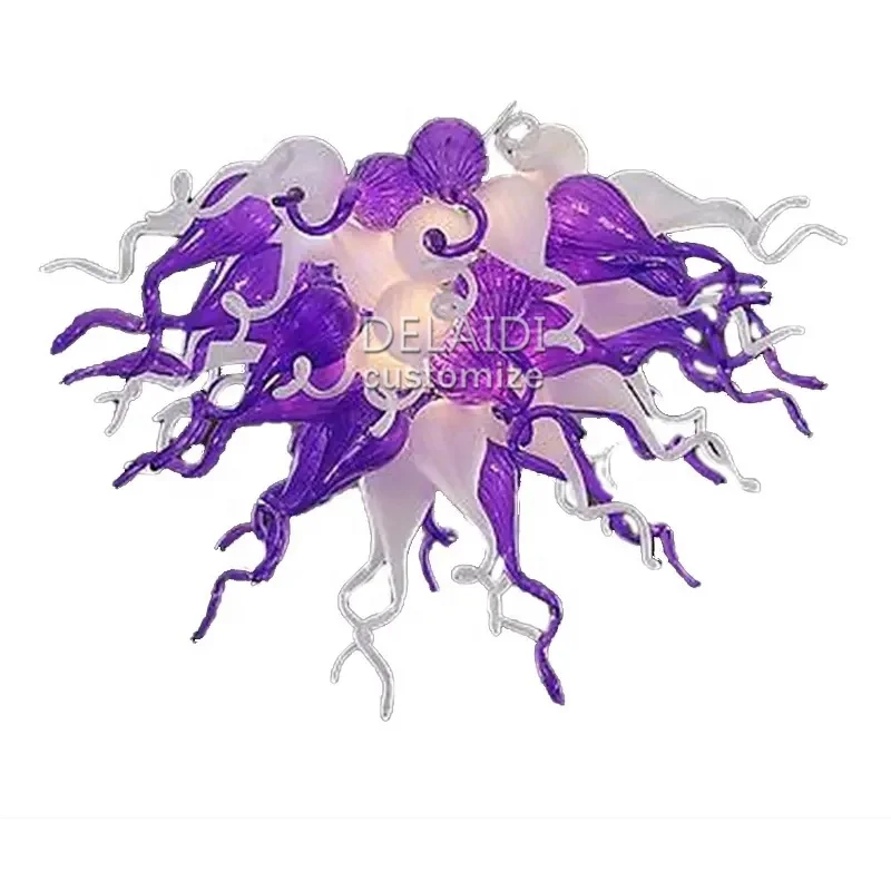 Italian murano chandelier purple colors pendant lights chihuly style glass lamps