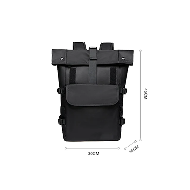 BSCI custom Luxury roll top backpack office computer bag laptop backpackp Leisure black nylon laptop unisex rolltop backpack