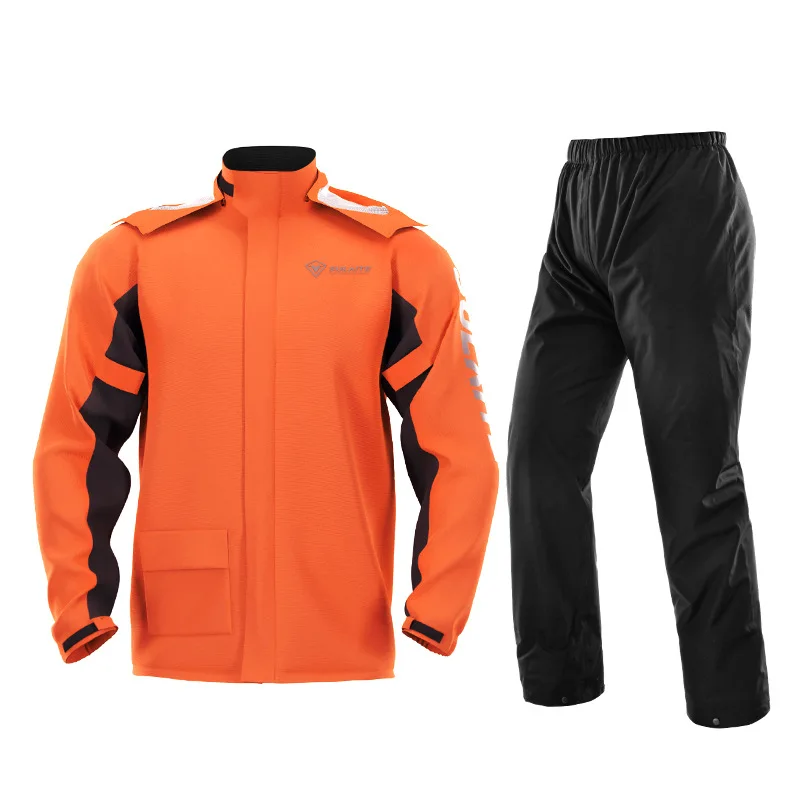 Men and women Outdoor Sport Durable Orange motorcycle raincoat Waterproof motorbike jacket pants Rainwear
