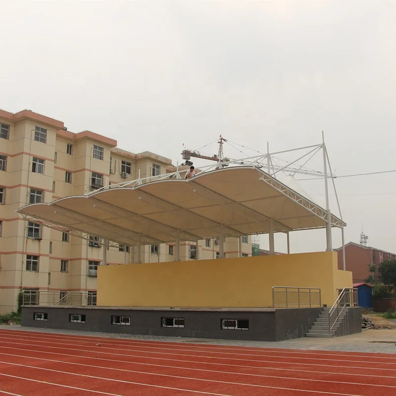 Customized PVDF fabric tensile shade membrane structure for outside sunshade and rainshade