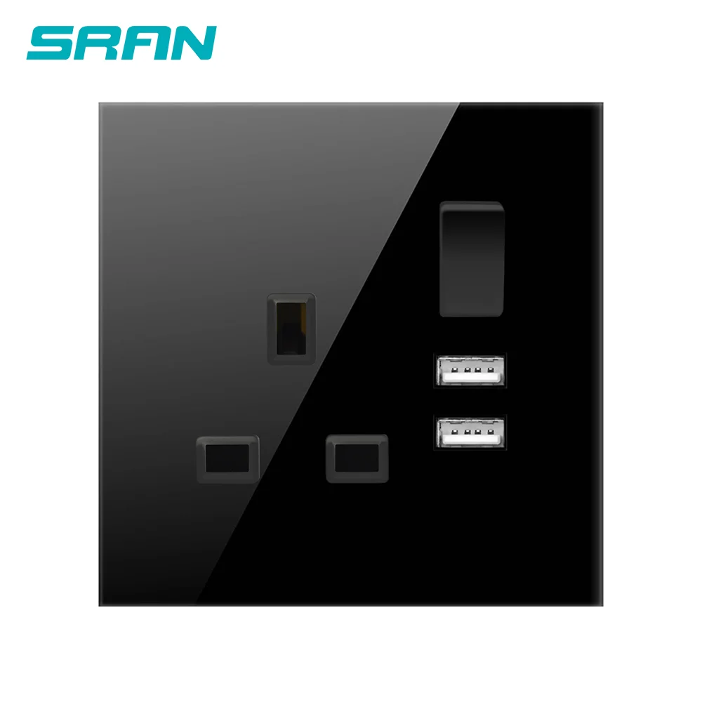  Стандартная настенная розетка Sran с 2USB-портами для домашнего