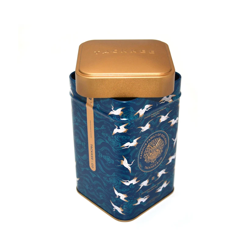 Green Square Custom Tin Box for Tea Coffee or Packaging with OEM Service