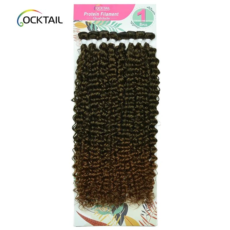 water wave ombre color synthetic hair bundles, 8 pieces in one pack synthetic hair weave