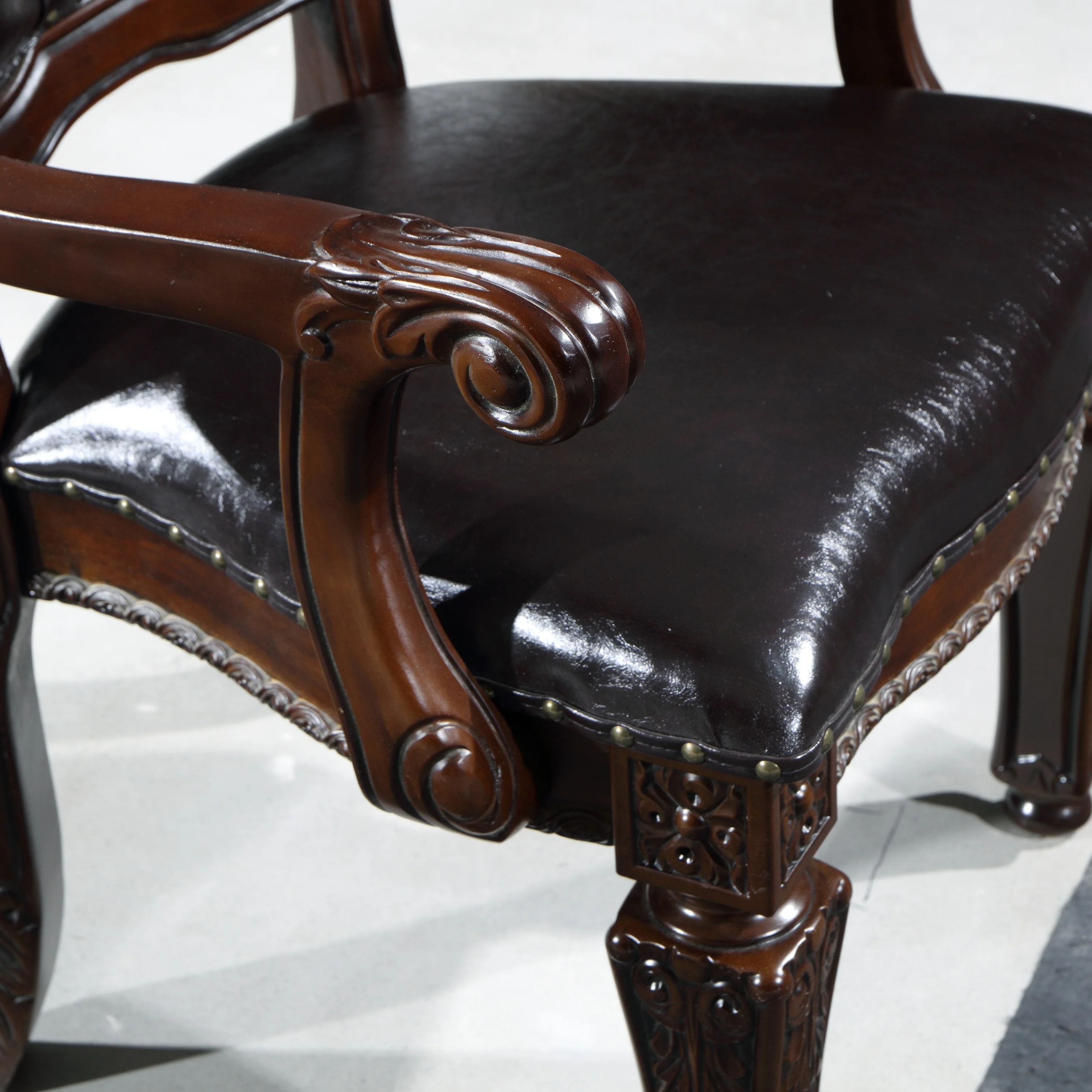 Solid Wood Dining Chairs Set Walnut - Wooden with Arms Kitchen Dining Chairs with Solid Rubber Wood Legs