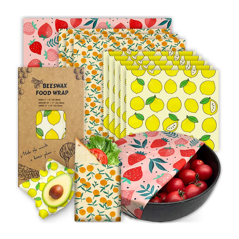 100% Natural Eco-Friendly Organic Cotton Bread Storage Assorted Bee Wax Food Wrap Bag Reusable Beeswax Wraps Beeswax Food Wraps