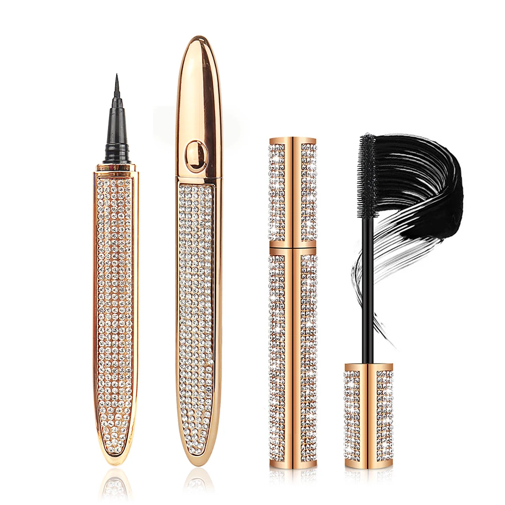 Customized golden shiny eyelash longer mascara crystal popular waterproof liquid eyeliner glue pencil