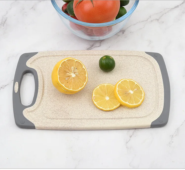 Kingwise Kitchen 3 Pcs PP Cutting Fruit Meat Chopping Board Wheat Straw Cutting Board Sets with Juice Grooves