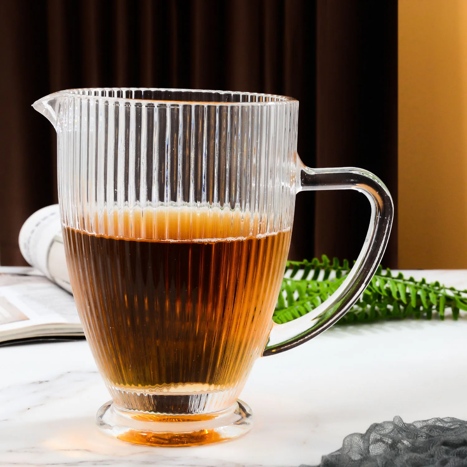 Samlife Wholesale Custom Logo Printed Ribbed Glass Beer Jug and Glasses Set