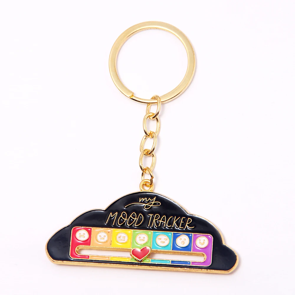 Cute Cartoon My Emotion Manager Cloud Keychains Emotion Zinc Alloy Metal Social Battery Keychain Charms