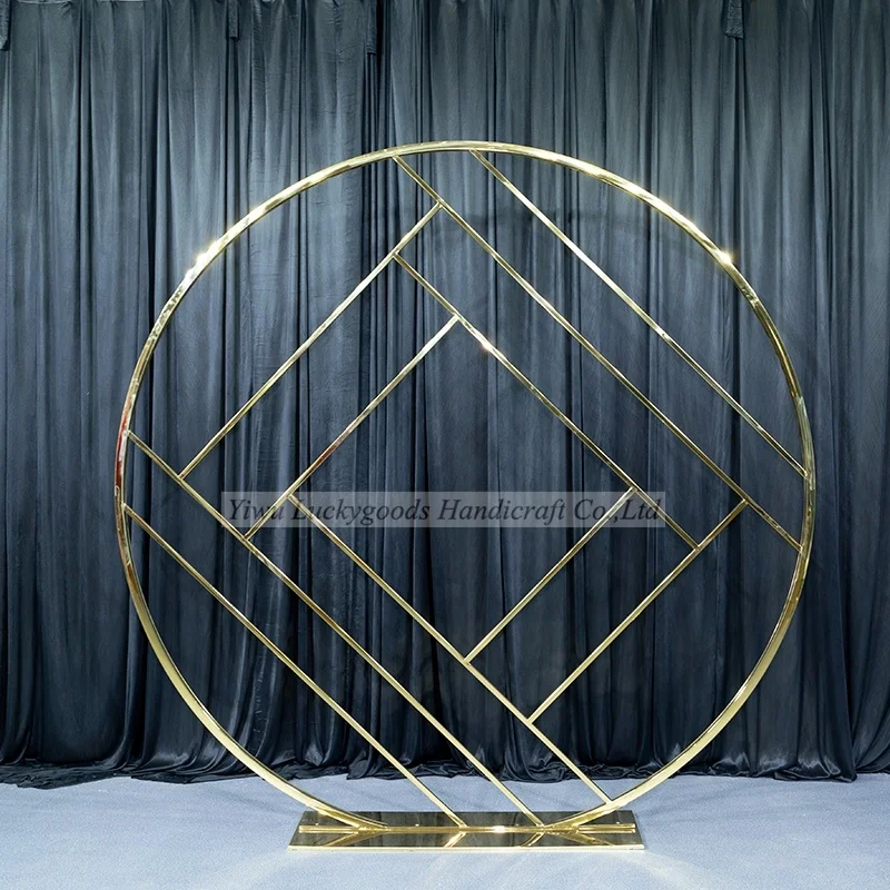 LG20190320-4 super quality round stage background metal wedding arch for stage decorations wholesale