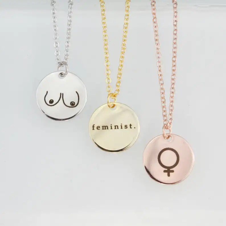 Inspire Jewelry Women Empowerment Feminist Inspiration Boobs Necklace Embrace Life Girl Power Gift for Her Best Friends Design
