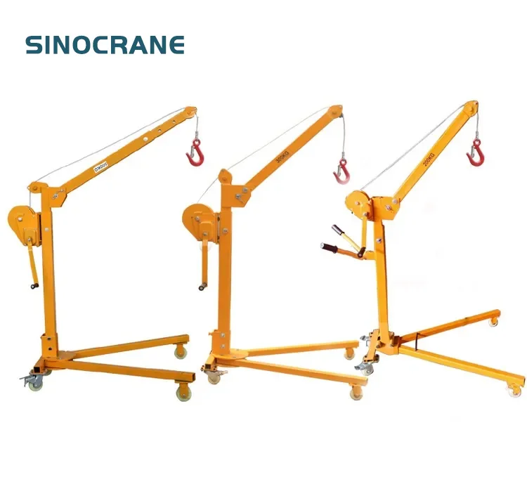 Good Price 360 Degree Small Mobile Wheel Crane 200kg 300kg Hand Operation Mobile Mini Crane Portable Construction Winch Material