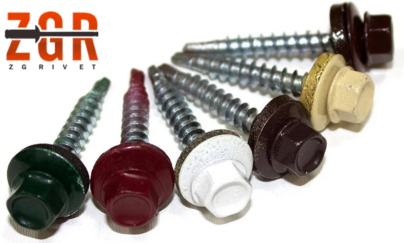 Цветные самосверливающиеся винты с шестигранной головкой/кровельные винты