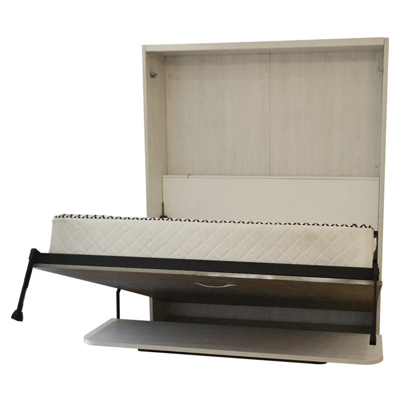 Smart electric bedroom furniture hides vertically folding wall-mounted cabinetry folding bed mechanism/kit with desk