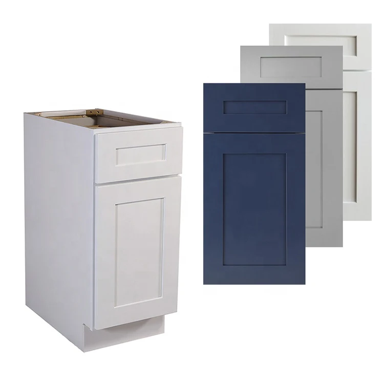 Modern U shaped RTA standard units storage cabinet white grey shaker modular kitchen cabinet