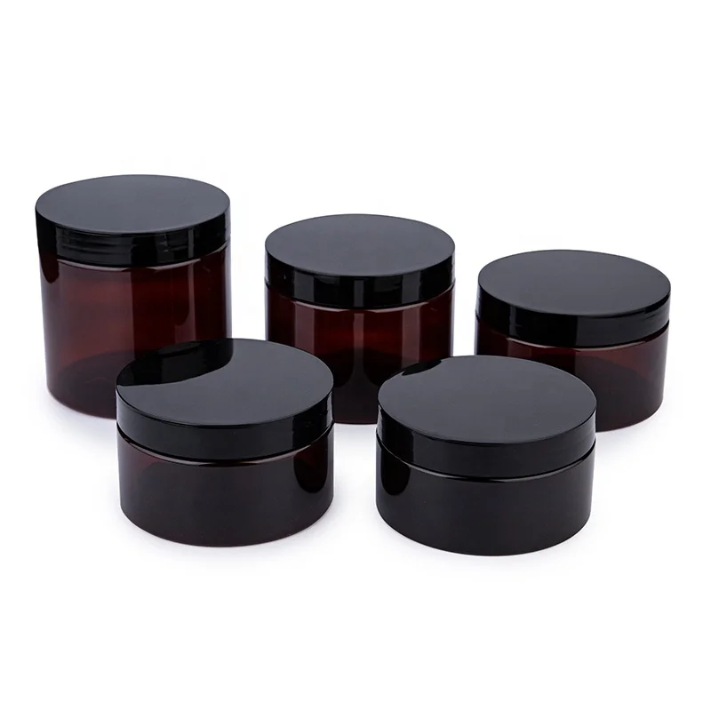 Wholesale cosmetic food packaging 200Ml 300Ml 350Ml 400Ml 500Ml amber pet plastic cosmetic cream jar