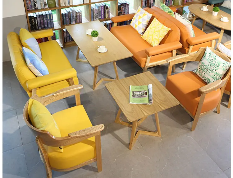 Customized library book bar rest area leisure negotiation cafe sofa chair dining milk tea shop table and chair combination