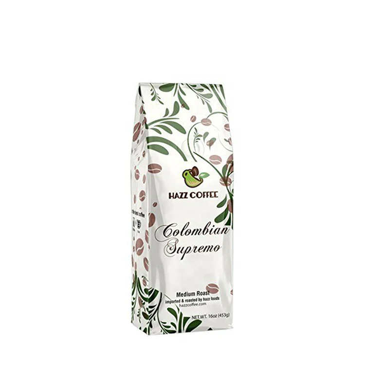 500g Custom stickers blank brown white black gusset kraft paper pouch roasted coffee beans packaging with tin tie