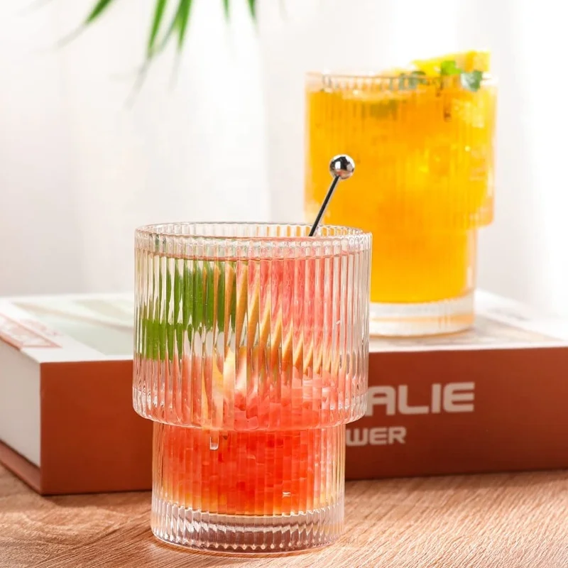 200ml/320ml 7oz/11oz Fluted choice long-lasting ribbed  Drinking Glasses  for Cocktail Whiskey Beer Water