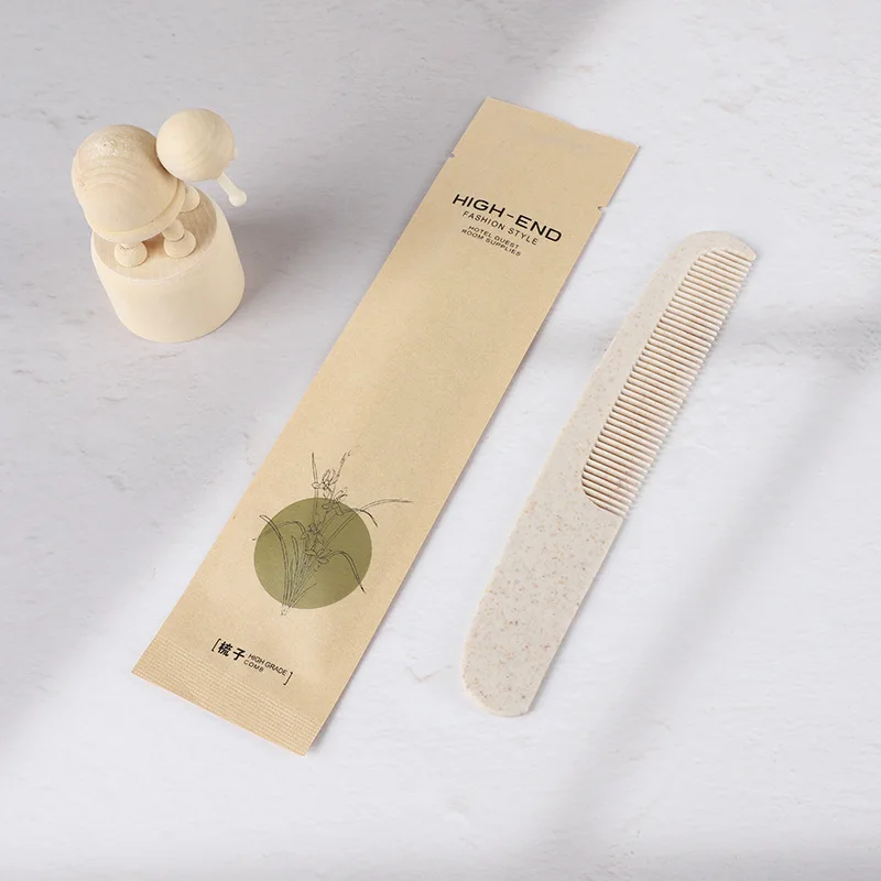 Hotel Customized Amenities Kit Biodegradable Kraft Paper Bag Packaging Dental Kit Shaving Kit