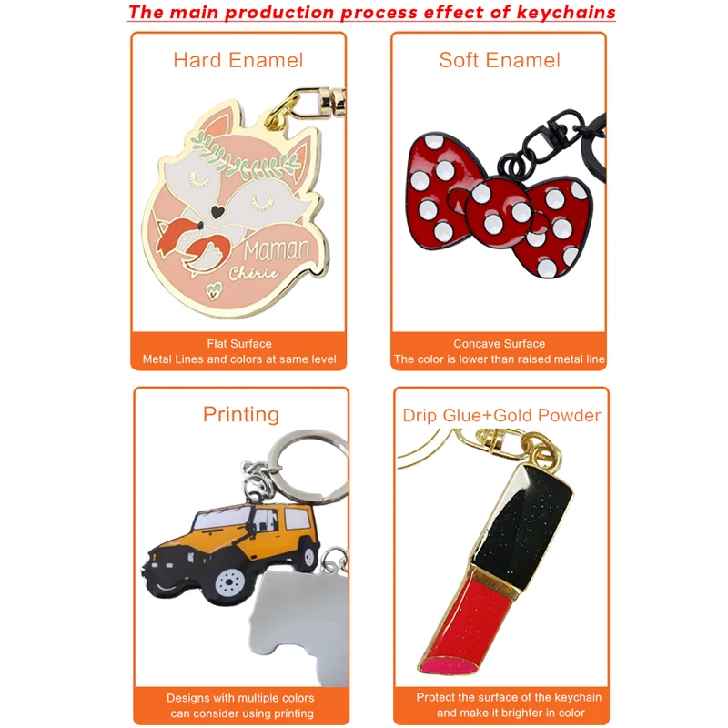 Customized Zinc Alloy Cute Letter Animal Star Heart Car Shape Soft Hard Enamel Flag Key Holder Pendant Metal Enamel Keychain