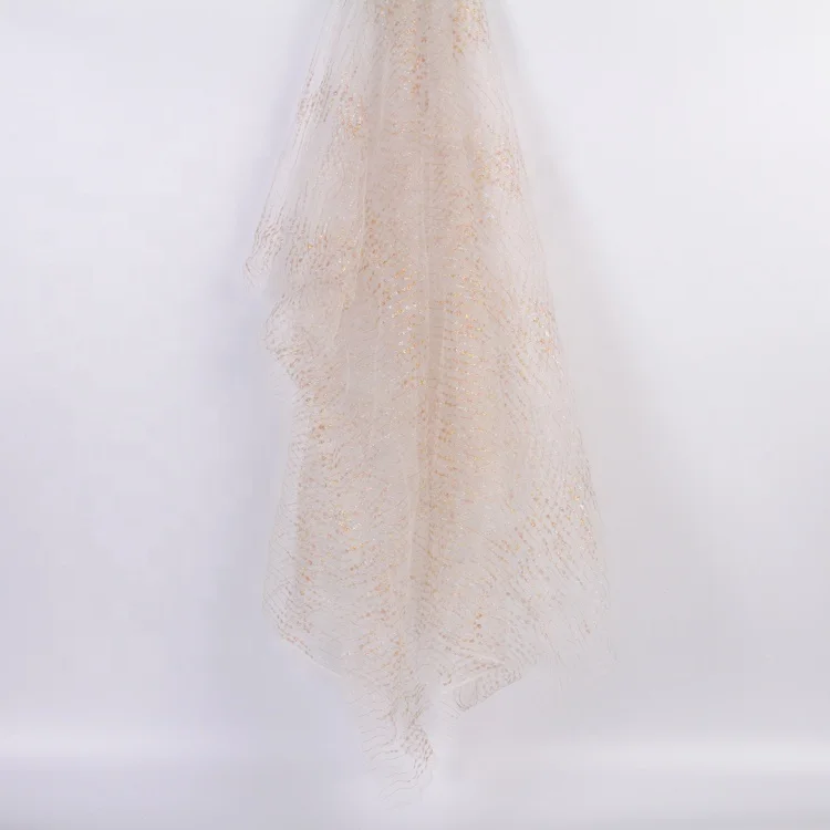 Custom net bridal 3d mesh french sequins tulle lace fabric for wedding dress