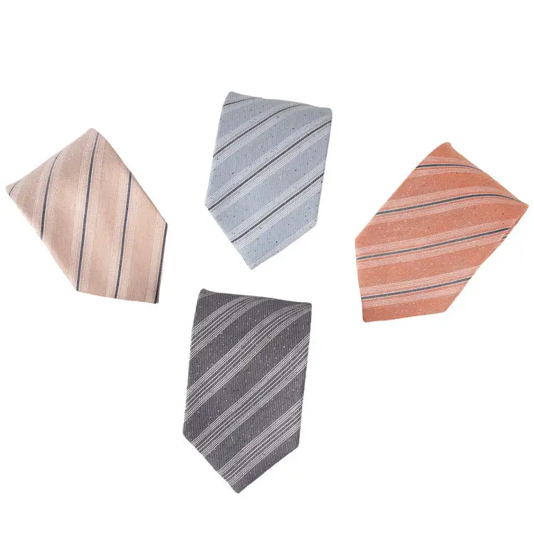 Low MOQ Silk Tie Manufacture Wholesale Pure Handmade Necktie High Quality Business Stripe Pattern Jacquard Neckties For Men